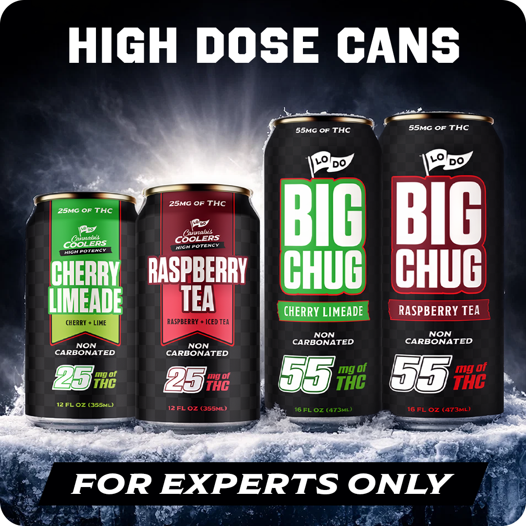 Three LoDo THC shots on a table