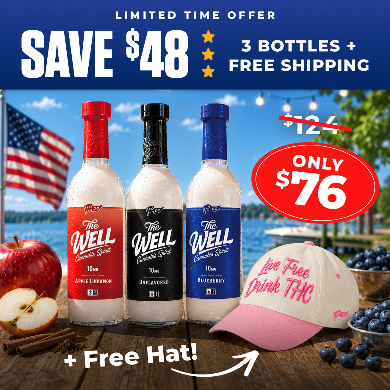 America250 THC Bundle: 3 Bottles + Free Hat & Free Shipping