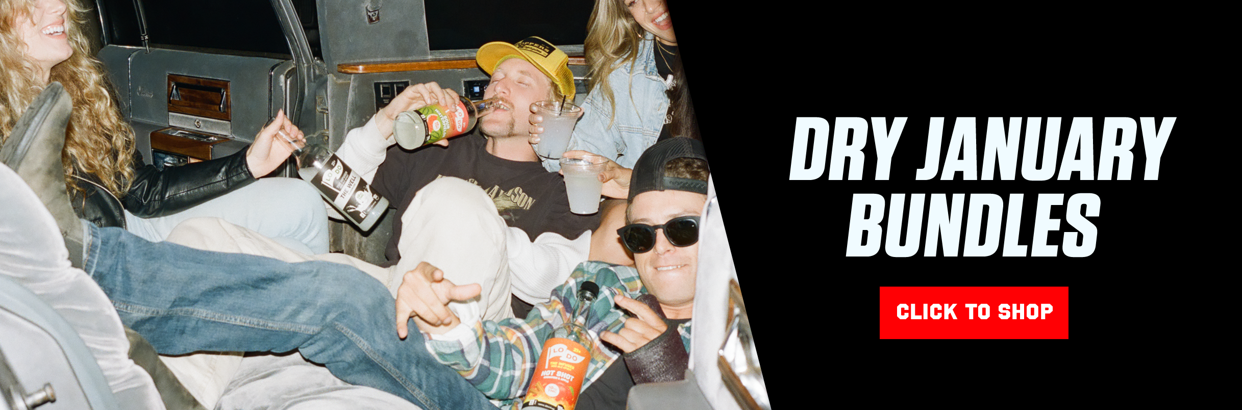 A woman pouring a beverage into a man's mouth with the text 