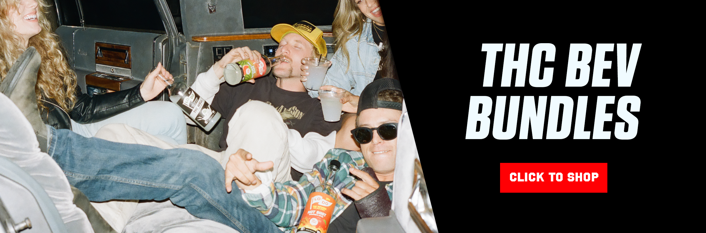 A woman pouring a beverage into a man's mouth with the text 